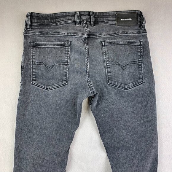 Diesel Mens Pants 32 Gray Distressed Jeans Sleenker Slim Skinny Stretch 32x32 - Picture 10 of 13